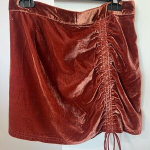 Free People Velvet Mini Skirt in Rust, Size 8